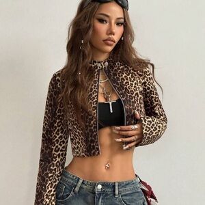 Coolane Fashionable Leopard Print Short Jacket,